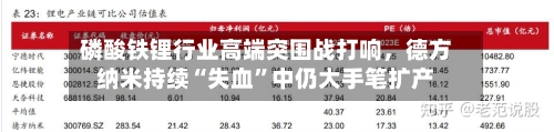 磷酸铁锂行业高端突围战打响，德方纳米持续“失血”中仍大手笔扩产-第1张图片