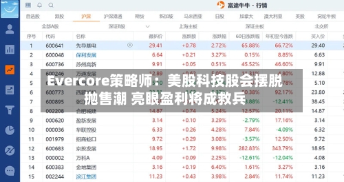 Evercore策略师:美股科技股会摆脱抛售潮 亮眼盈利将成救兵